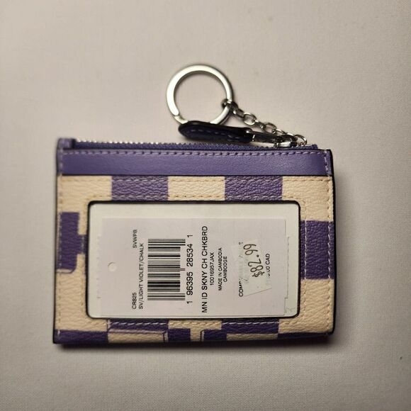 NWT COACH CR825 Mini Skinny Id Case Checkerboard Print Light Violet - Picture 2 of 3